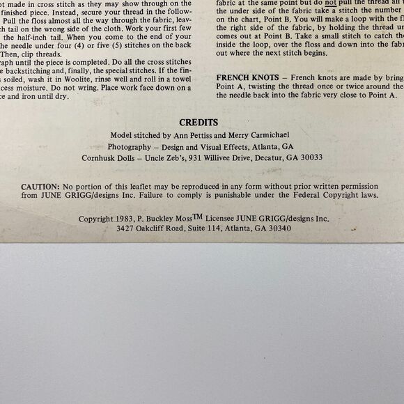 1983 June Grigg P. Buckley Moss Sisters 102 Counted Cross Stitch Pattern 8544 - Picture 9 of 10